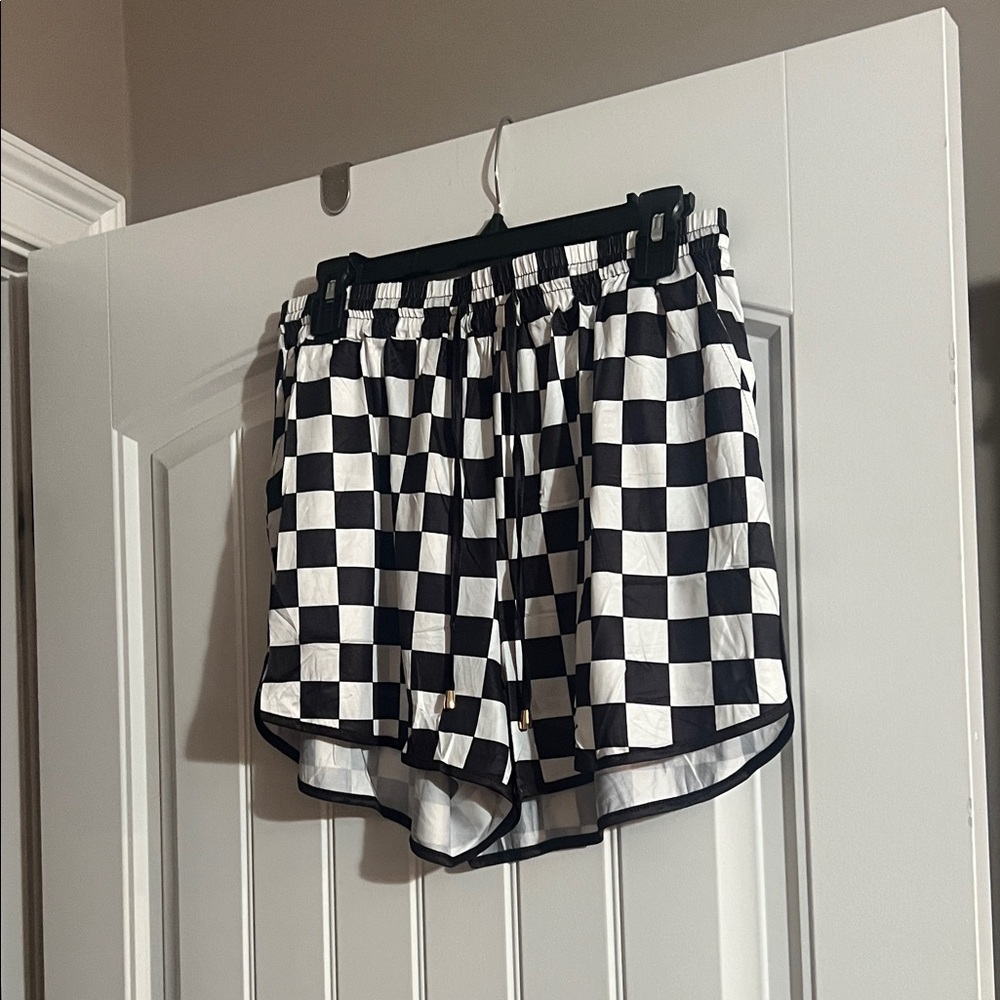 Checkered Black and White Women's Shorts
